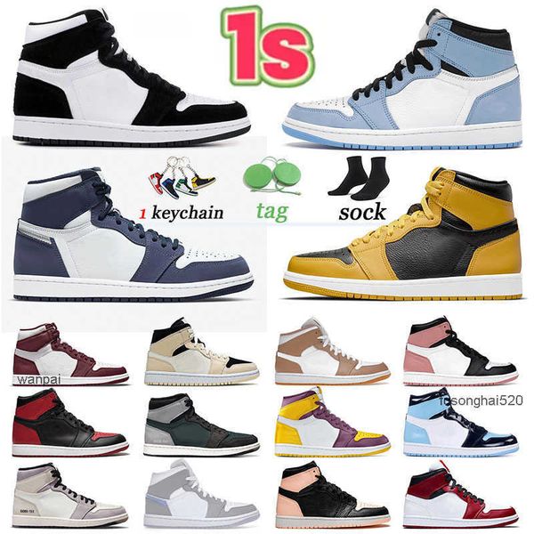 

discount jumpman 1 basketball shoes 1s mens womens sneakers university blue hyper royal dark mocha chicago air jordon jordas, Black