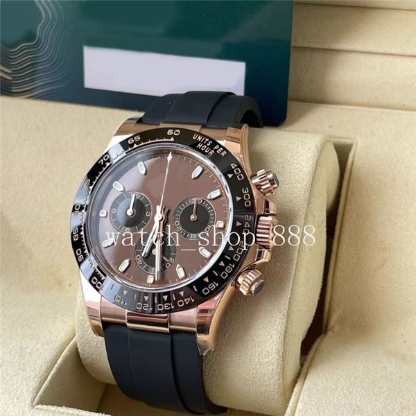 

bt wristwatches 40mm cosmograph black dial 12.2mm thickness 904l box papers ceramic chronograph working cal. cal.4130 full set mens watch116, Slivery;brown