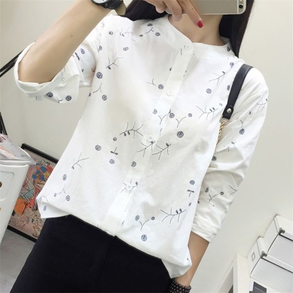 

women's blouses shirts spring summer shirt flower print long sleeve women female casual students fresh chic tunic blusas femininas 221, White