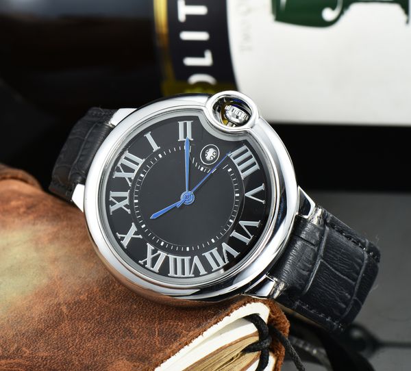 

men's watch automatic mechanical machine luxury watches classic watches leather watchband life waterproof, Slivery;brown