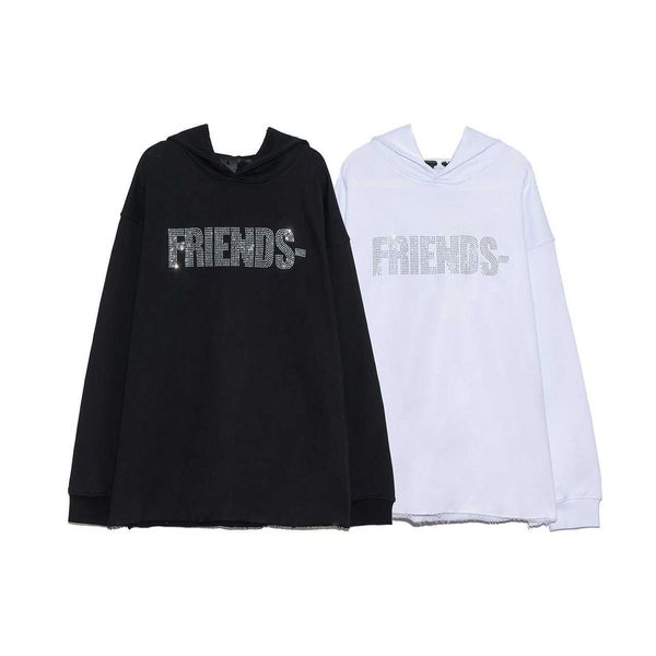 

men's hoodies & autumn and diamond letter large casual loose men's women's sweater, Black