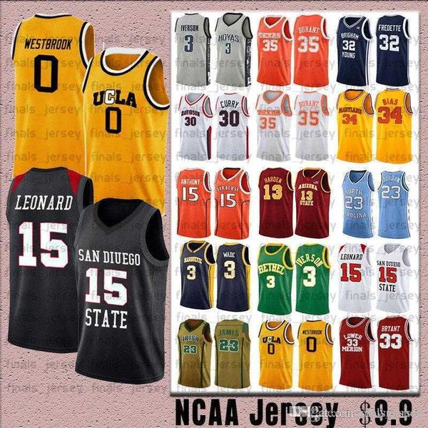 

ncca jersey kawhi leonard james iverson 23 lebron durant 13 harden 30 curry stephen college basketball jerseys russell 0 westbrook, Black