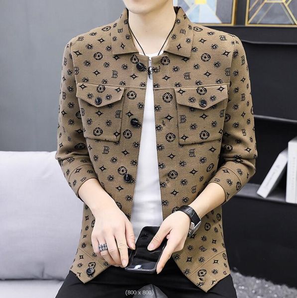 

men's jackets 2022 fall brand printing pocket cardigan sweater 2022 men luxury lapel knitted jacket men designer coat mens coats, Black;brown