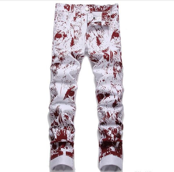 

men's jeans digital print cotton trousers youth fashion mid-waist trousers sz5bp739jeans, Blue