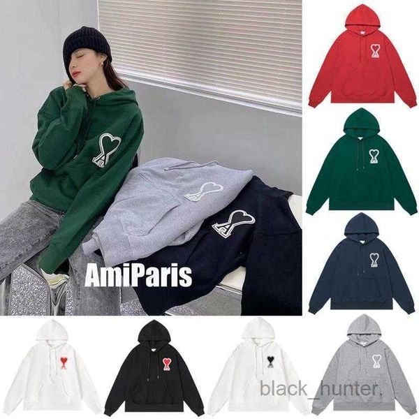 

men's hoodies amis designer sweatshirts fashion luxury sweater peach heart a love three-dimensional embroidery men women's terry h, Black