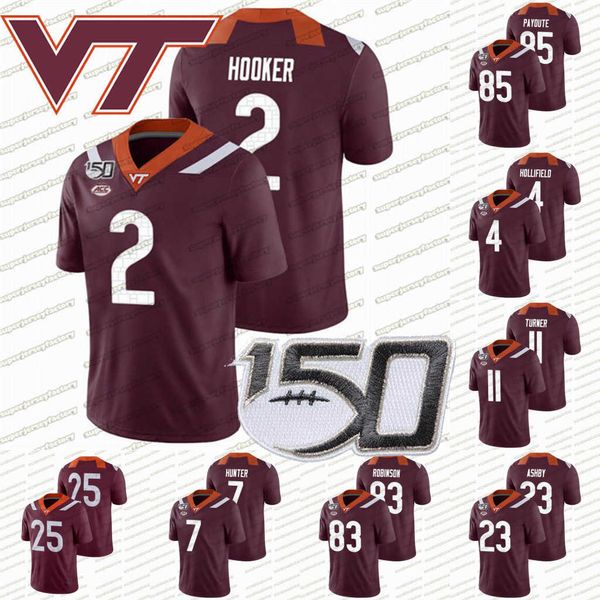 

jersey#25 virginia tech hokies 150 2 hendon hooker tayvion robinson quincy patterson tre turner devon hunter rayshard ashby college football, Black