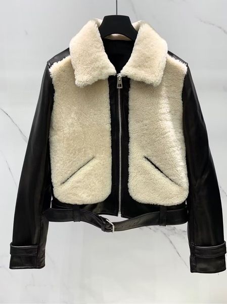 

2022 new winter clothes women leather jacket fur bomber casual woolen jackets warm kurtki, Black;brown