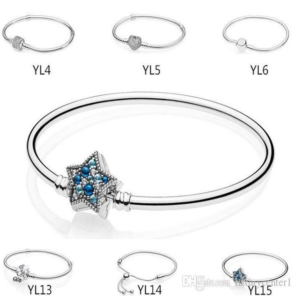 

authentic s925 sterling silver heart charms bracelet 6 3 inch 16cm fit pandora european beads jewelry bangle real silver bracelet 235k, Golden;silver