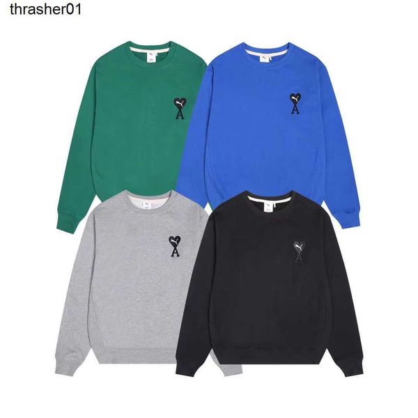 

women's hoodies designer sweatshirts amis sweater joint name winter fashion love embroidery round neck male female lovers loose long sl, Black