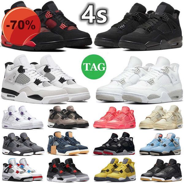 

4 4s men women basketball shoes sneaker military black cat red thunder white oreo unc blue sail metallic lightning bred grey infrared mens