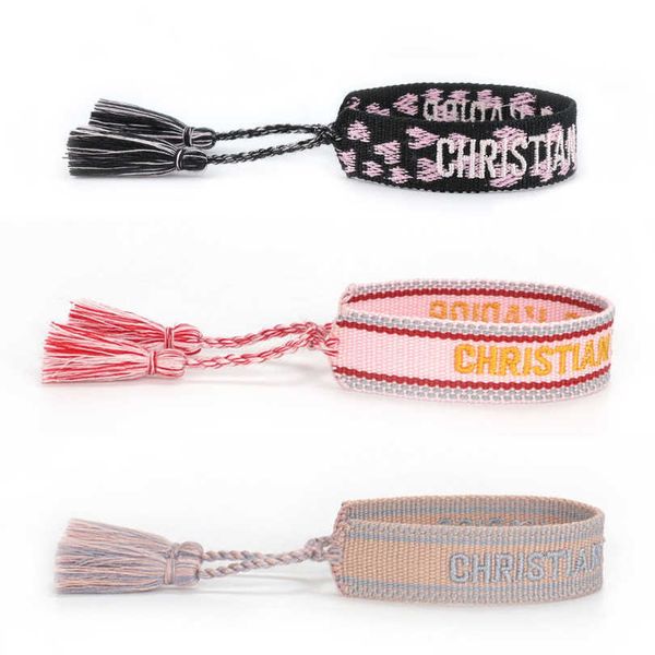 

luxury women's fashion bracelets d brand bangle designer letter embroidery bracelet hand woven jewelry bohemian rope trinket men girl f, Black