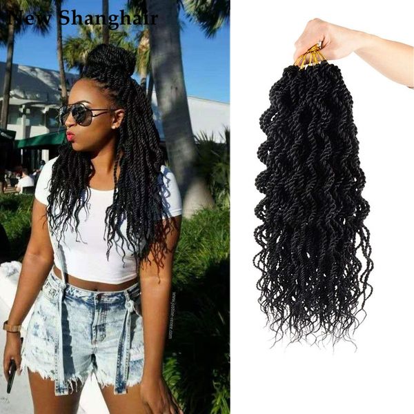 

wavy senegalese twist crochet hair braids 18 inch curly twist crochet hair braids wavy ends synthetic hair extensions for black women bs32