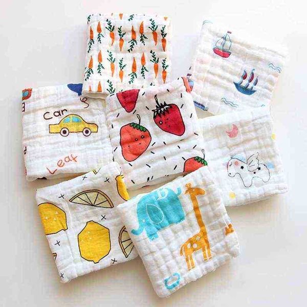

6 layer cotton mesh baby soft square face towel washing cloth handkerchiefs baby feeding saliva towels 2525cm random 1pc j220816, Blue;white
