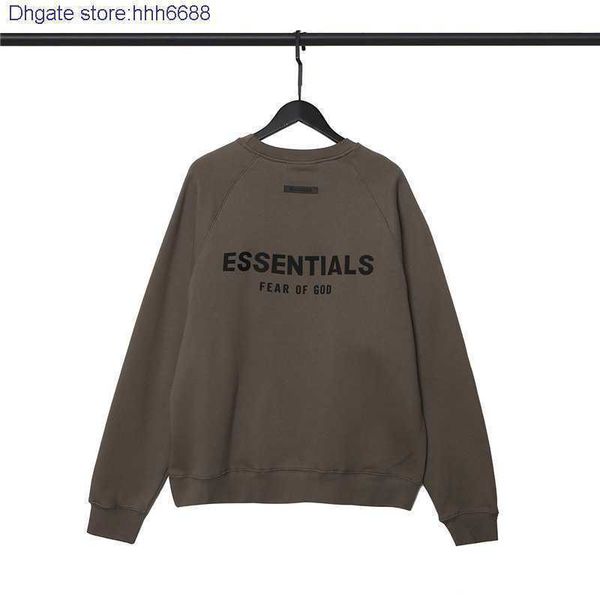 

s52i men's and women's sweatshirts 2022 fashion brand essential new style correct multi thread plush back glued letter round neck, Black