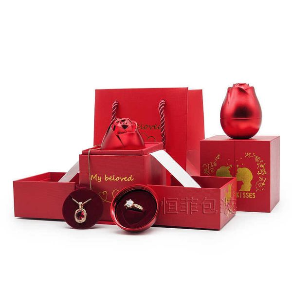 

jewelry boxes creative new rose jewelry packaging gift box ring necklace romantic christmas l221021, Black;white