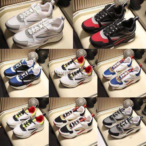 

b22 fashion designer outdoor shoes for men women leather canvas mesh calfskin patchwork vintage trainers sports loafers with socks platf, Black