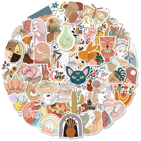 

50pcs/lot bohemian style stickers waterproof no-duplicate stickers guitar bicycle suitcase water bottle helmet car decals kids gifts toys bp