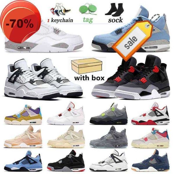 

with box basketball shoes trainers jumpman 4s university blue fiba sail sneakers diy cactus jack men women sports desert moss shimmer white, Black