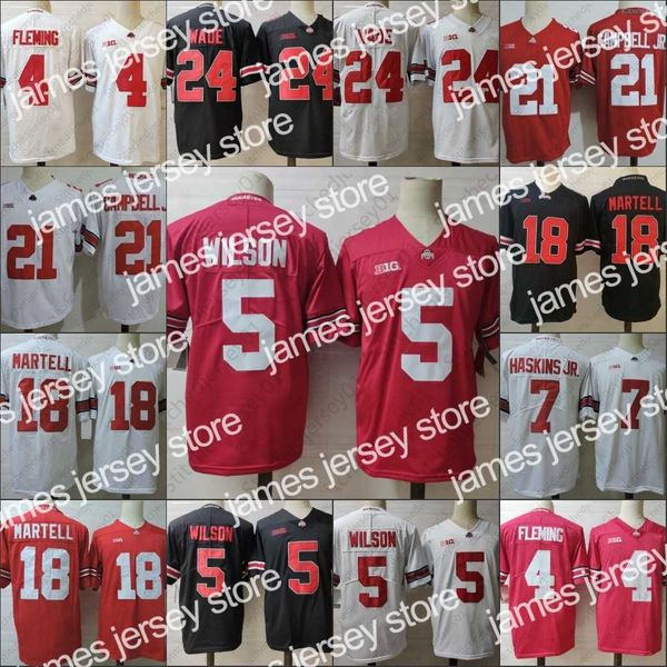 

football jerseys ohio state buckeyes football jersey 32 tatum marvin harrison jr 5 garrett wilson 4 julian fleming 7 dwayne haskins 25 weber, Black;red