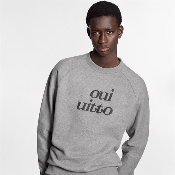 

20aw classic letter printed sweatshirt men women couple spring autumn long sleeve pullover high street jumper gray sweater hoodies192i, Black