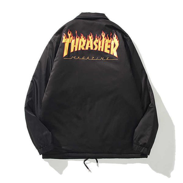 

designer thrasher down jackets mens print jacket dooded puffer windproof parker men warm coat hooded coats thick embroidery, Black;brown