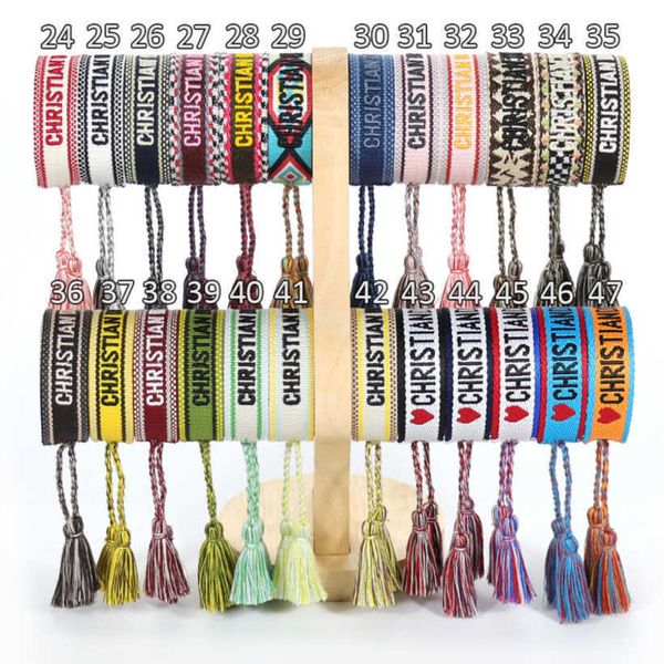 

luxury fashion women's bracelets brand bangle d designer jewelry embroidered word bracelet letter rope woven tassel simple trinket girl, Black