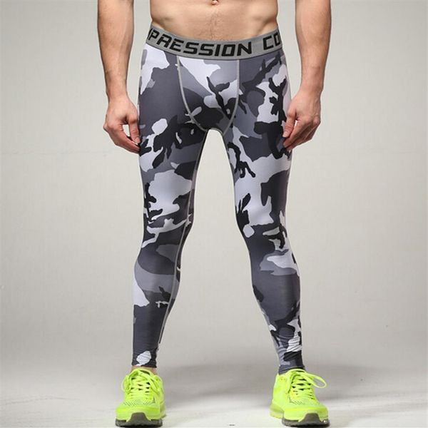 

mens compression pants elastic and quick-drying army camouflage joggers leggings tights fitness fashion casual trousers clothing 2329g, Black