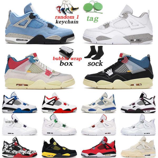 

with original box 4 guava ice men women basketball shoes 4s university blue fire red black cat white oreo mens trainer s air jordas jorden
