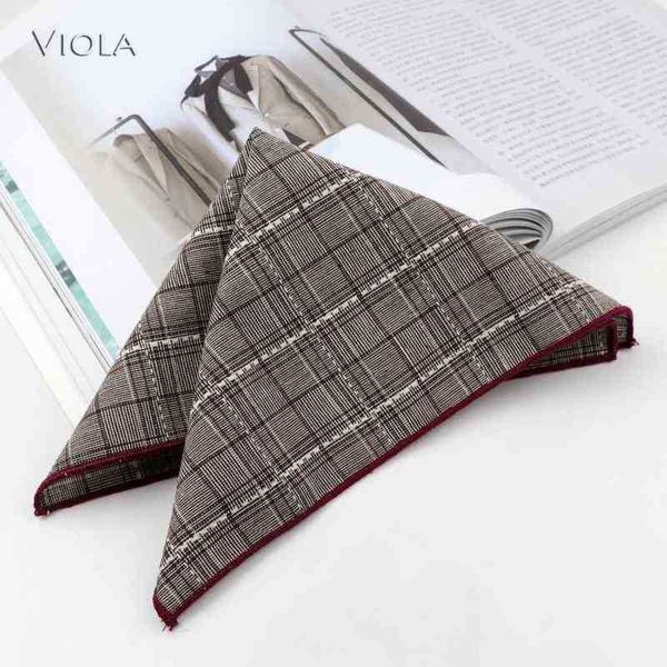 

stylish striped plaid cotton handkerchief men handkerchiefs casual formal wedding party pocket square gift quality accessory j220816, Blue;white