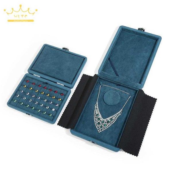 

jewelry boxes diamond high-end suede chain case loose exhibition gem necklace pendant leather storage l221021, Black;white