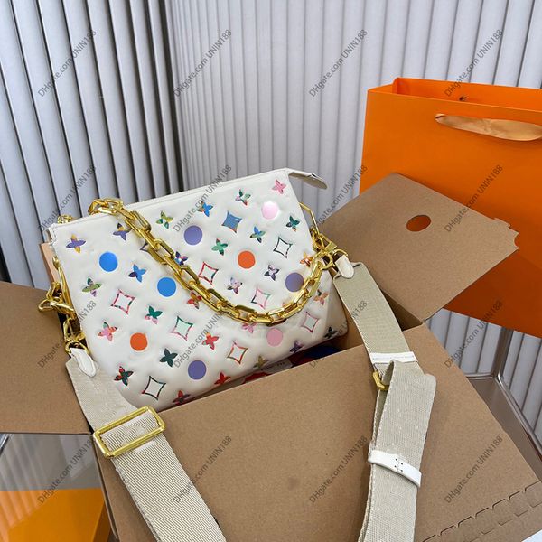 

22fw women coussin colorful chain shoulder bag luxurys designers tote genuine leather shopping bags shouder handbag crossbody bags mobile ph