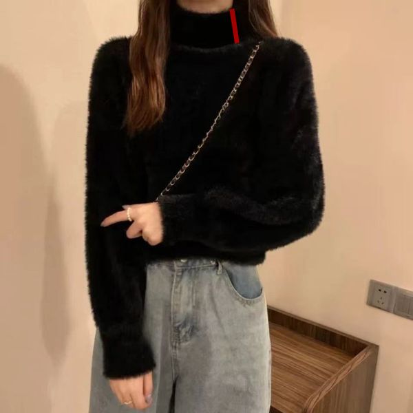 

women sweaters wool down sweatshirts silm knits tees long sleeves high neck turtleneck, White;black