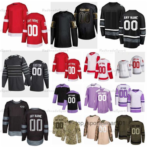 

fans tees customize 2021 reverse retro jakub vrana robby fabbri hockey jerseys 2 nick leddy greiss gagner nedeljkovic dekeyser camo veteran, Black