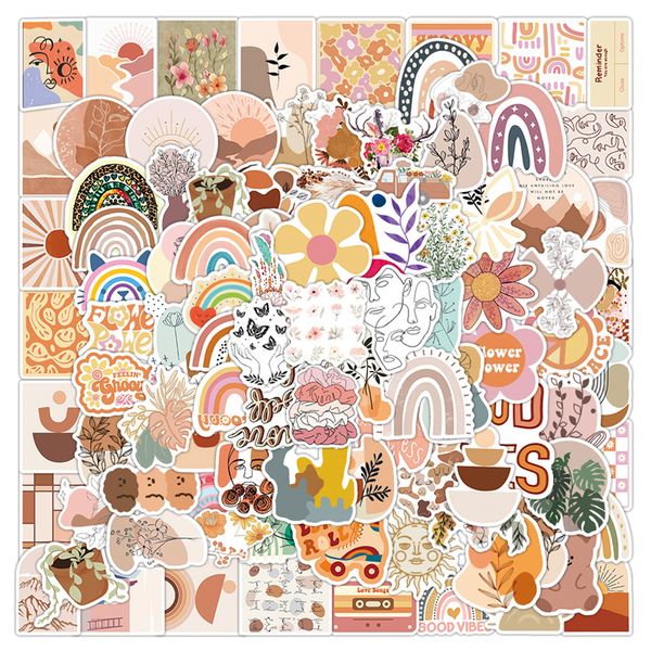 

100pcs/lot bohemian style stickers waterproof no-duplicate stickers guitar bicycle suitcase water bottle helmet car decals kids gifts toys e