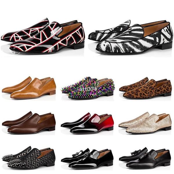 

red-bottoms sandal christians mens loafers shoes triple black oreo suede patent leather rivets slip on loafer dress wedding shoe for b ezb