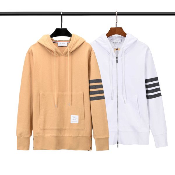 

2022 new fall/winter men's and women's hoodies sweatshirts fashion designer brand tb.thom hooded zipper yarn dyed casual coat, Black