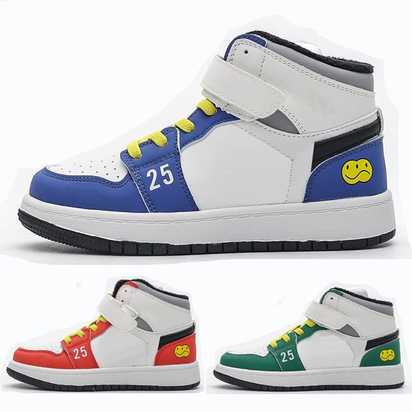 

jumpman 1 1s kids basketball shoes i 25th anniversary men white red bred royal blue chicago shadow man sports sneakers trainers running shoe