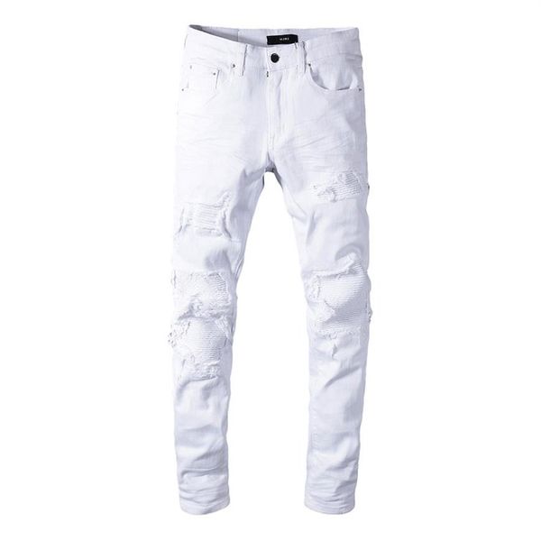 

fashion-classic miri whole white pants 350 jeans designer pants straight biker skinny loophole jeans men women ripped jeans2408, Blue