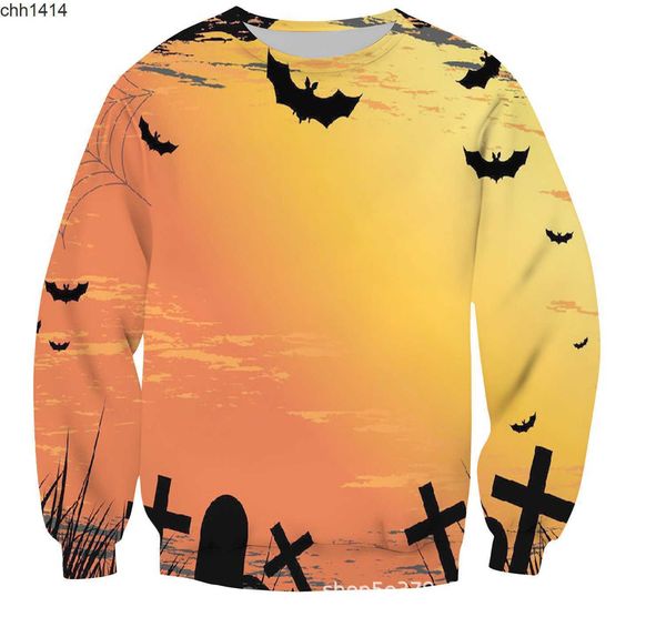 

halloween animal popular pattern 3d digital full color print men's long sleeve essentials round neck sweatshirt, Black