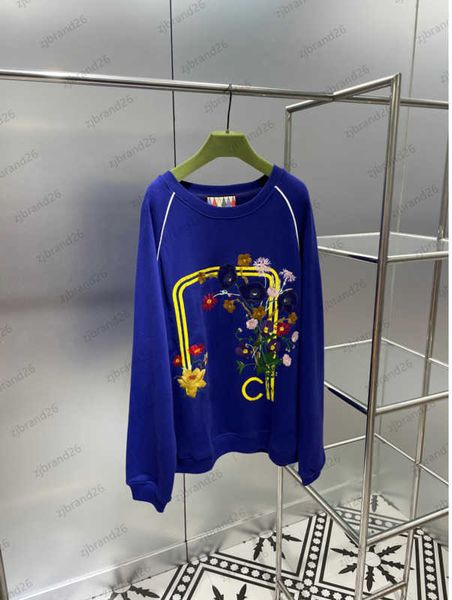 

brand womens sweatshirt early fall knitted cotton hoody front classic letter logo floral embroidery regular sweatshirts designer coats wome, Black