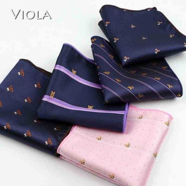

beautiful corgi teddy doggy hankie jacquard polyester pocket square business tuxedo tie men handkerchief gift accessory j220816, Blue;white
