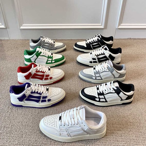 

dress shoes designer sneakers fashion brand amirs bone shoe men women small white sneaker low lace up color matching couple sports leisure b, Black