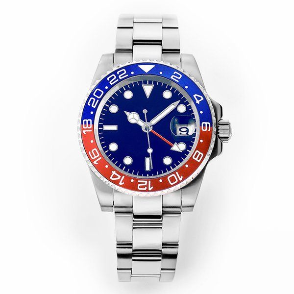 

mens watches ceramic bezel full stainless steel automatic mechanics movment watch folding buckle reloj de lujo sapphire 5atm waterproof gmt, Slivery;brown