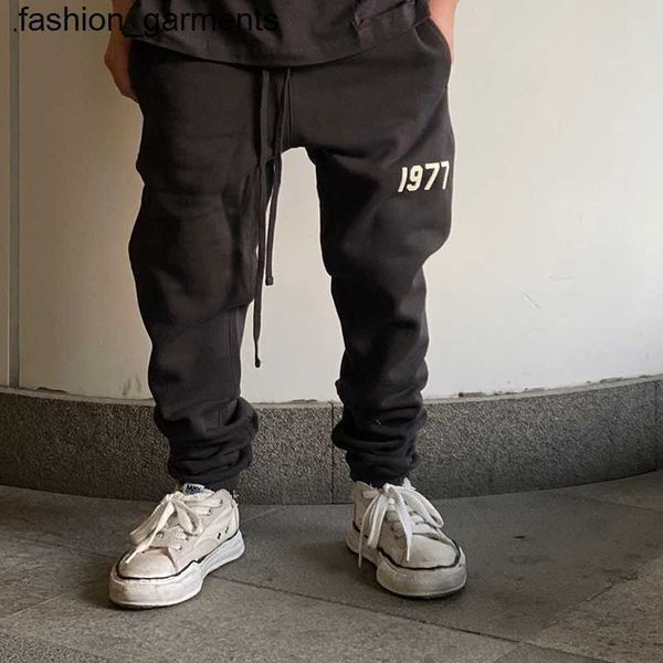 

designer essential double track fashion brand drawstring leggings, Black