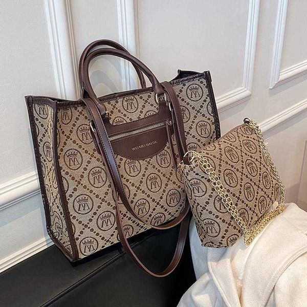 

evening bags vintage 2 pcs big handbag purses for women shoulder 2021 fashion canvas ladies casual totes work high quality