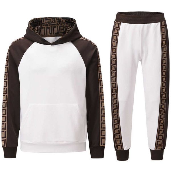 

mens tracksuits fen designer hoodie pants two-piece double f jacquard embroidery hooded sweater men women sports suit, Gray