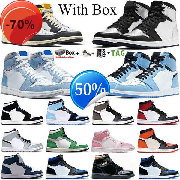 

dress shoes 2021 with box basketball shoes jumpman 1 1s hyper royal university blue obsidian unc dark mocha silver toe volt gold mens women, Black