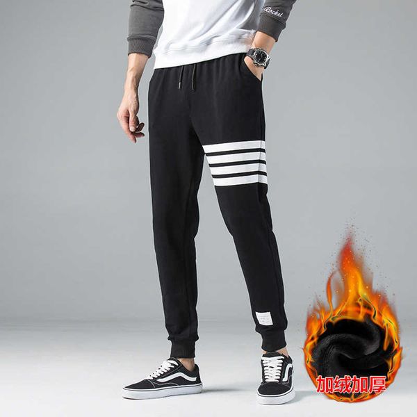 

2022 new men's and women's pants sweatpants fashion designer brand tb.thom spring toilet version plush casual four stripes part sw, Black