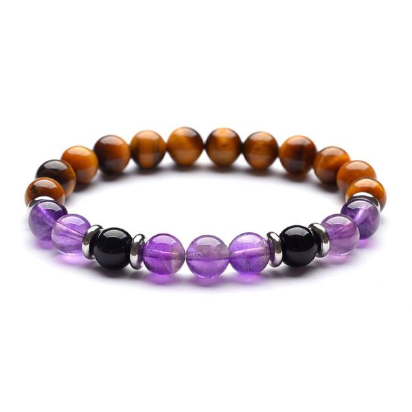 

8mm natural crystal stone strands handmade beaded bracelets for women men adjustable charm yoga jewelry fashion accessories, Black