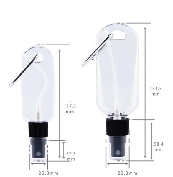 

30ml 50ml empty spray bottle portable plastic bottles reusable soap container with keychain hook sn799